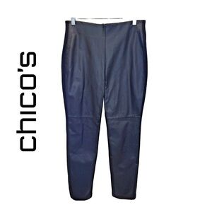 CHICO’s Black Faux Leather Pull On Pants Size 0/4